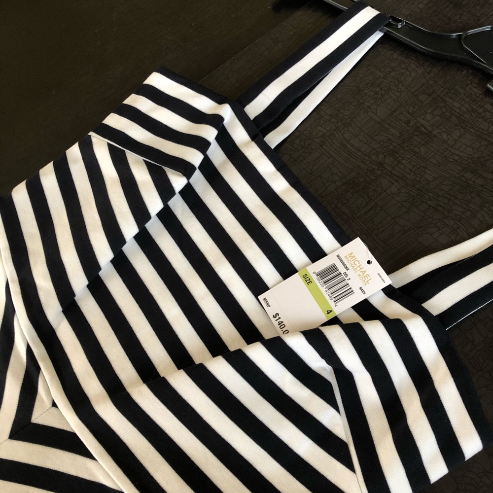 MICHAEL KORS- Navy and White Stripped Dress